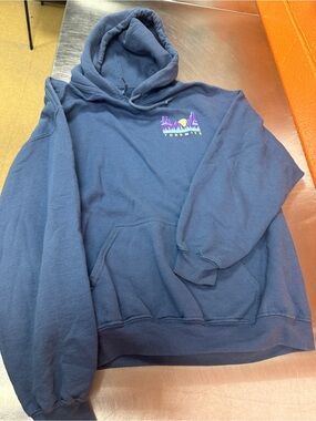 Vintage Buzz Mfg Yosemite California Graphic Hoodie Slate Blue Size Large